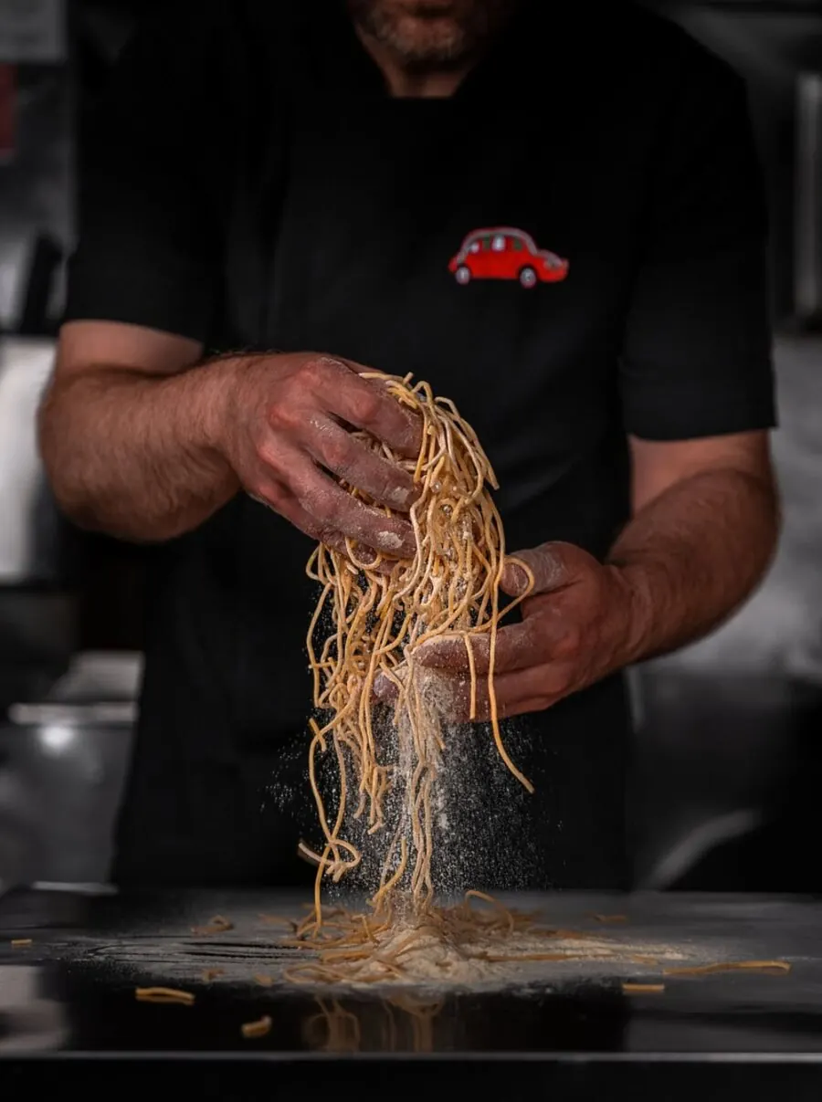 Fresh pasta being prepared at La Divina