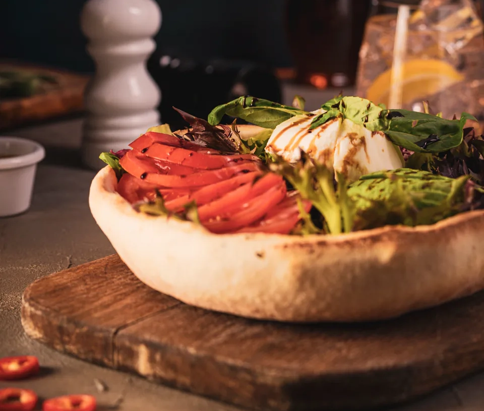 Tricolore salad with tomatoes and mozzarella at La Divina in Angel Islington