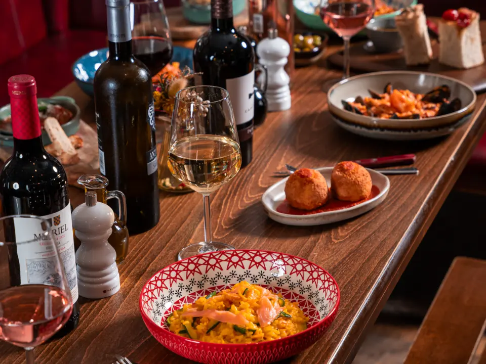 Italian dishes and wine served at La Divina on Upper Street in Islington